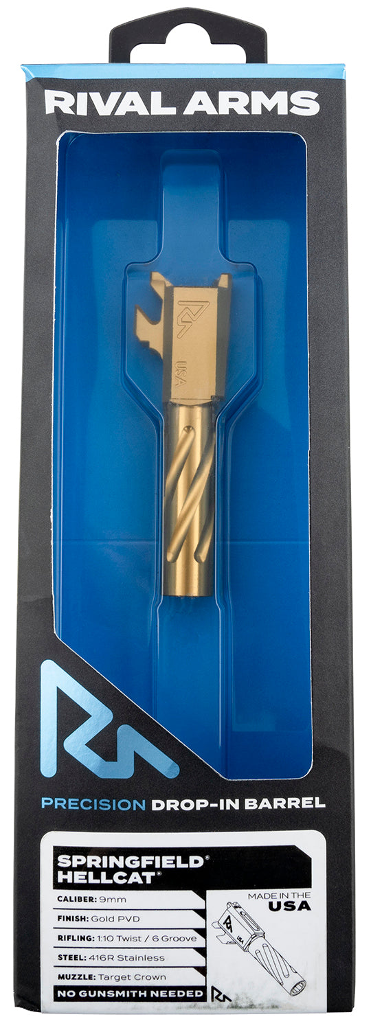 Rival Arms RA20H101E Match-Grade Gold PVD Stainless Barrel for Hellcat, Spiral Fluted Non-Threaded