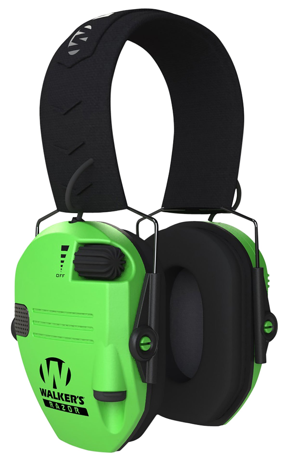 Walker's GWPRSEMHVG 23 dB Razor Slim Electronic Muff Hi-Viz Green Black HD Speakers