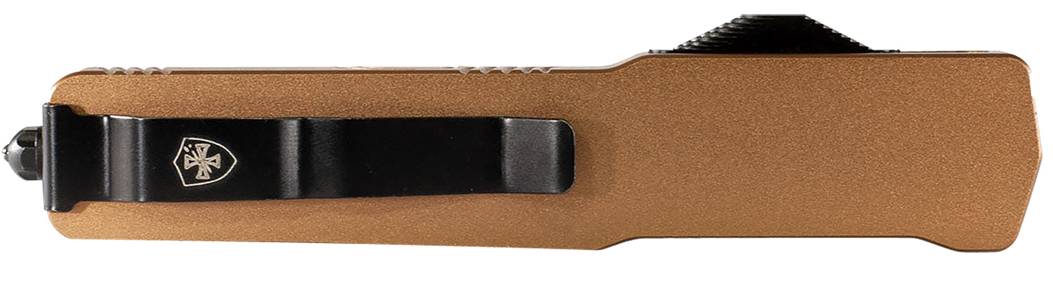 Templar Knife Premium LW Slim OTF Drop Point Black Oxide Stonewashed D2 Steel Blade, 4.93" Bronze Anodized 6061-T6 Aluminum Handle