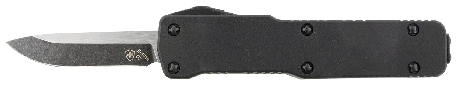 Templar Knife Premium LW Micro 1.85" OTF Drop Point Stonewashed D2 Steel Blade, 3.50" Black Anodized Aluminum Handle California Legal