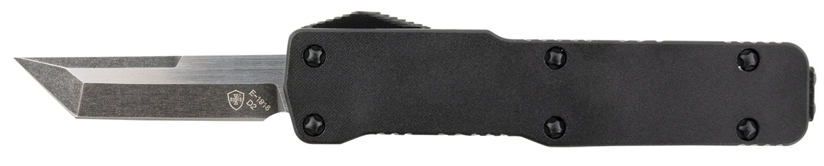 Templar Knife Premium LW Micro OTF Tanto 1.85" Stonewashed D2 Steel Blade 3.50" Black Aluminum Handle CA Legal