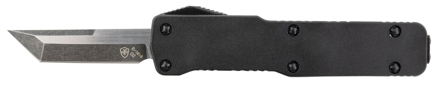 Templar Knife Premium LW Micro OTF Tanto 1.85" Stonewashed D2 Steel Blade 3.50" Black Aluminum Handle CA Legal