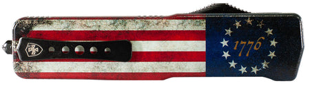 Templar LZBRF321 Premium Weighted Betsy Ross Flag 3.55-Inch OTF Drop Point D2 Blade, Betsy Ross Flag Aluminum Zinc Alloy Handle