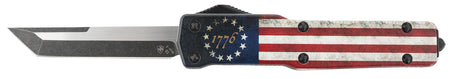 Templar MZBRF221 Premium Weighted Betsy Ross Flag 3.16-Inch OTF Tanto D2 Blade, Betsy Ross Flag Aluminum Zinc Alloy Handle