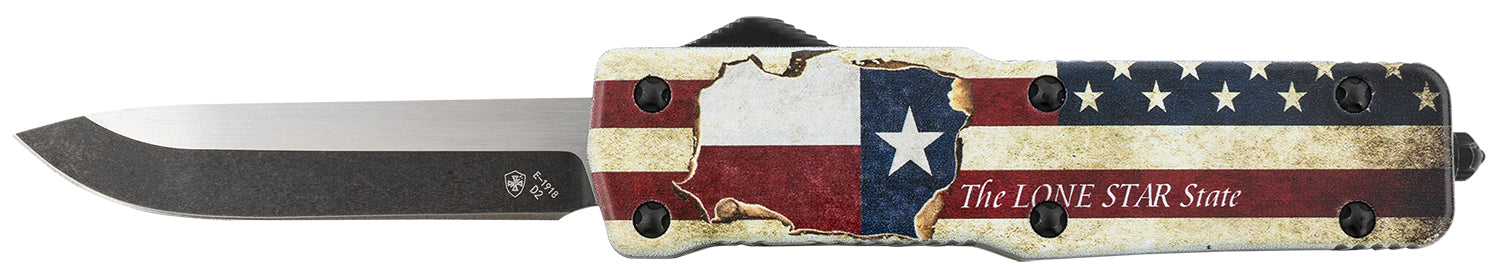 Templar SZTX321 Premium Weighted Texan 3-Inch OTF Drop Point D2 Steel Blade, Lone Star State Aluminum Zinc Alloy Handle