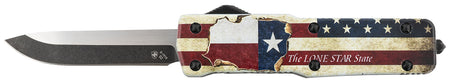 Templar SZTX321 Premium Weighted Texan 3-Inch OTF Drop Point D2 Steel Blade, Lone Star State Aluminum Zinc Alloy Handle