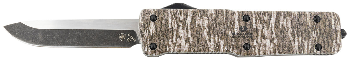 Templar LZMOB321 Premium Weighted 3.55-Inch OTF Drop Point D2 Steel Blade, Mossy Oak Bottomland Aluminum Zinc Alloy Handle