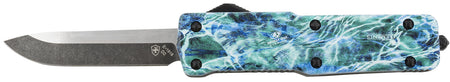 Templar SZMOS321 Premium Weighted 3-Inch OTF Drop Point D2 Steel Blade, Mossy Oak Seafoam Aluminum Zinc Alloy Handle