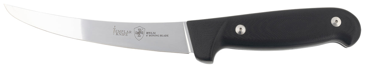 Templar K6BBK362 6" Fixed Plain Damasteel Boning Blade, 5-Inch Black G10 Handle