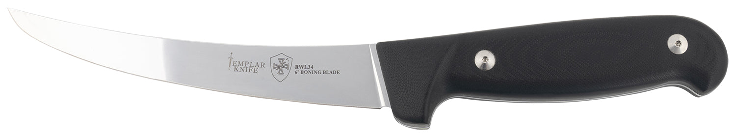 Templar K6BBK362 6" Fixed Plain Damasteel Boning Blade, 5-Inch Black G10 Handle