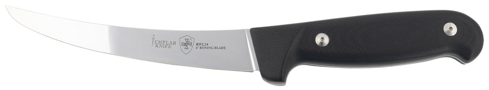 Templar K6BBK362 6" Fixed Plain Damasteel Boning Blade, 5-Inch Black G10 Handle