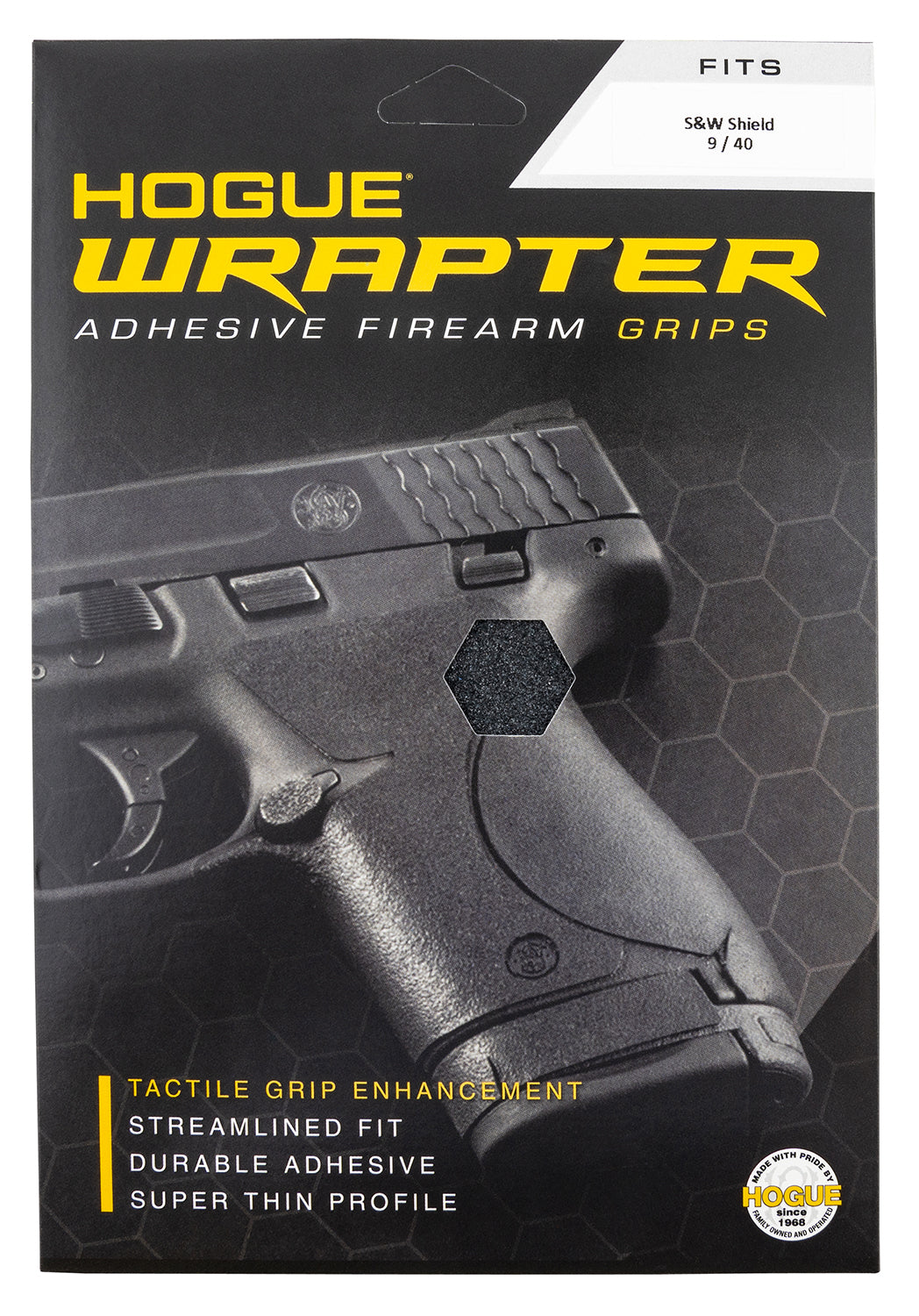 Hogue 18449 Wrapter Adhesive Grip for Smith & Wesson M&P Shield 9 40 - Heavy Grit Black