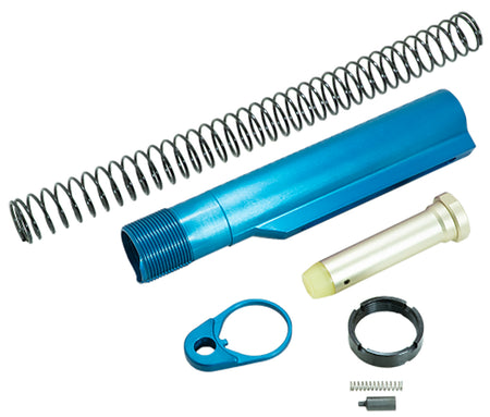 Timber Creek Outdoors AR-15 Blue Anodized Buffer Tube Kit with End Plate Castle Nut Buffer and Spring