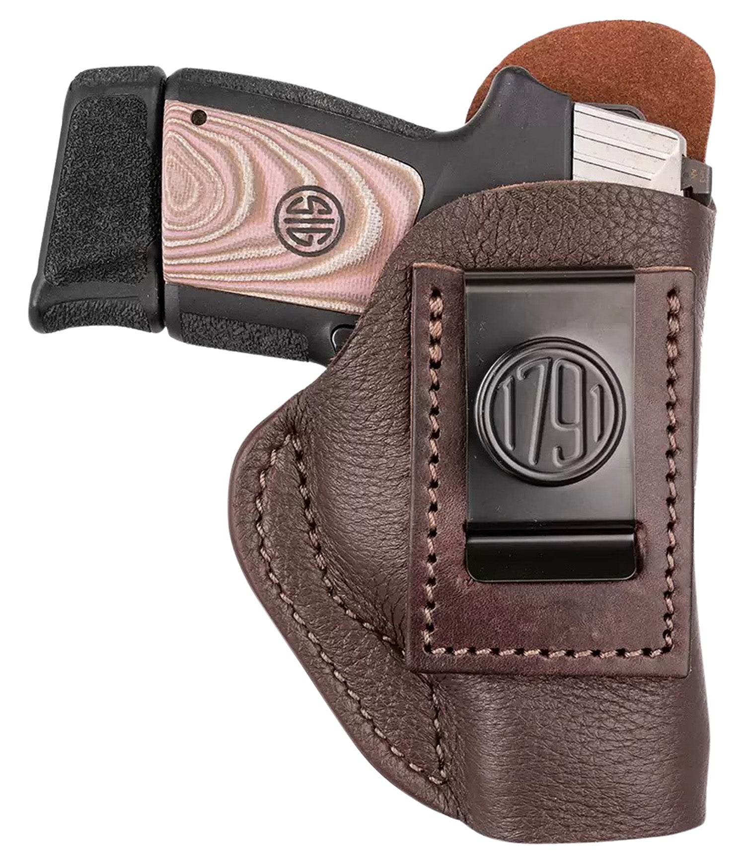 1791 Gunleather Fair Chase IWB Deer Hide Holster, Size 03, Classic Brown, Left Hand - Fits Ruger LC9, Glock 42, 43, 43X