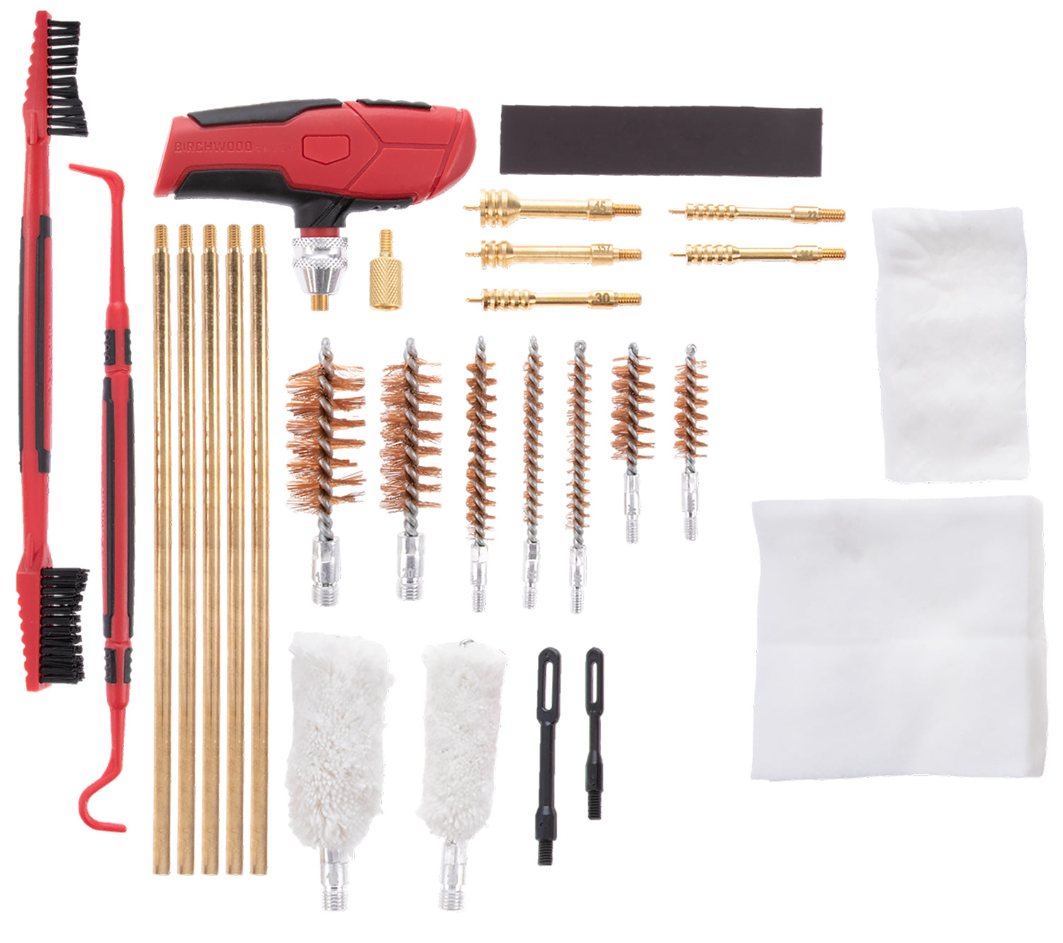 Birchwood Casey Universal Cleaning Kit UNVCLNKIT 22 Pieces Multi-Caliber/Gauge Black/Red