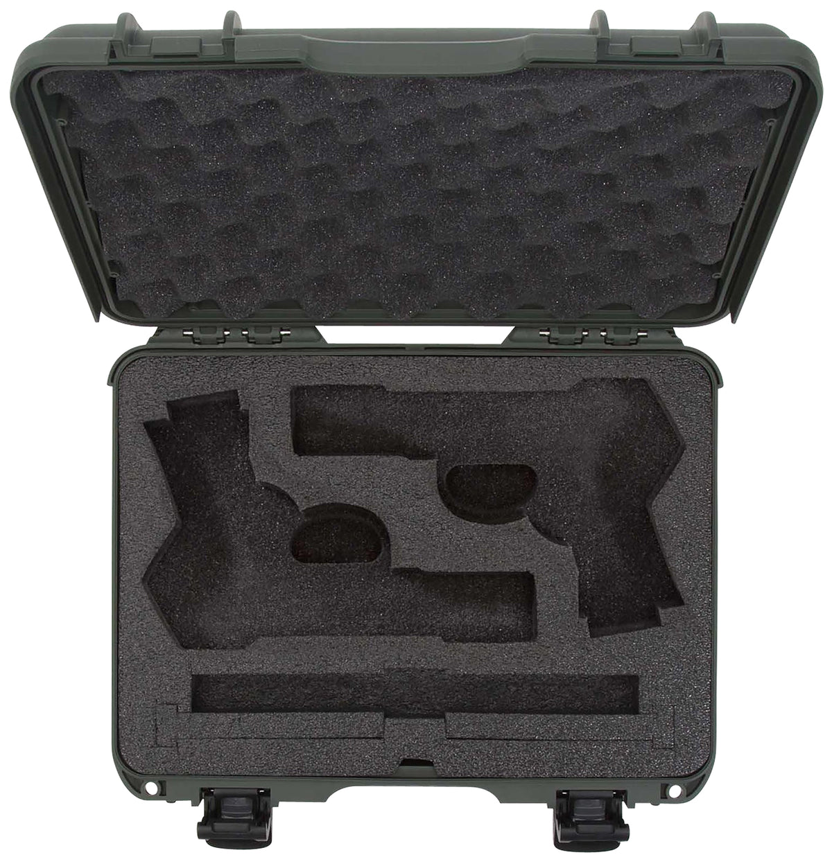 Nanuk 910 Classic 2 Up Hard Pistol Case Olive Polymer Locking Latches and PEF Foam