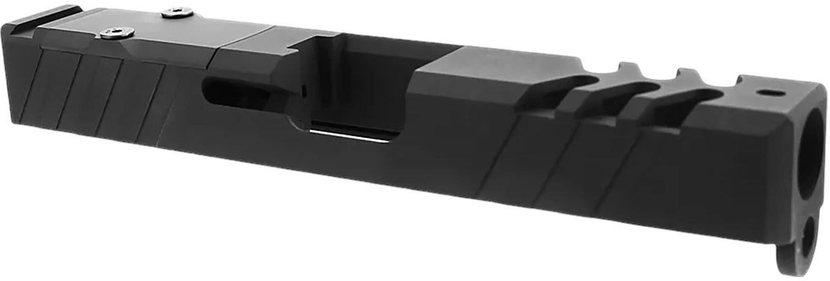 TacFire 40 S&W Stainless Steel Slide with Optics Cut Graphite Black for Glock 23 Gen3