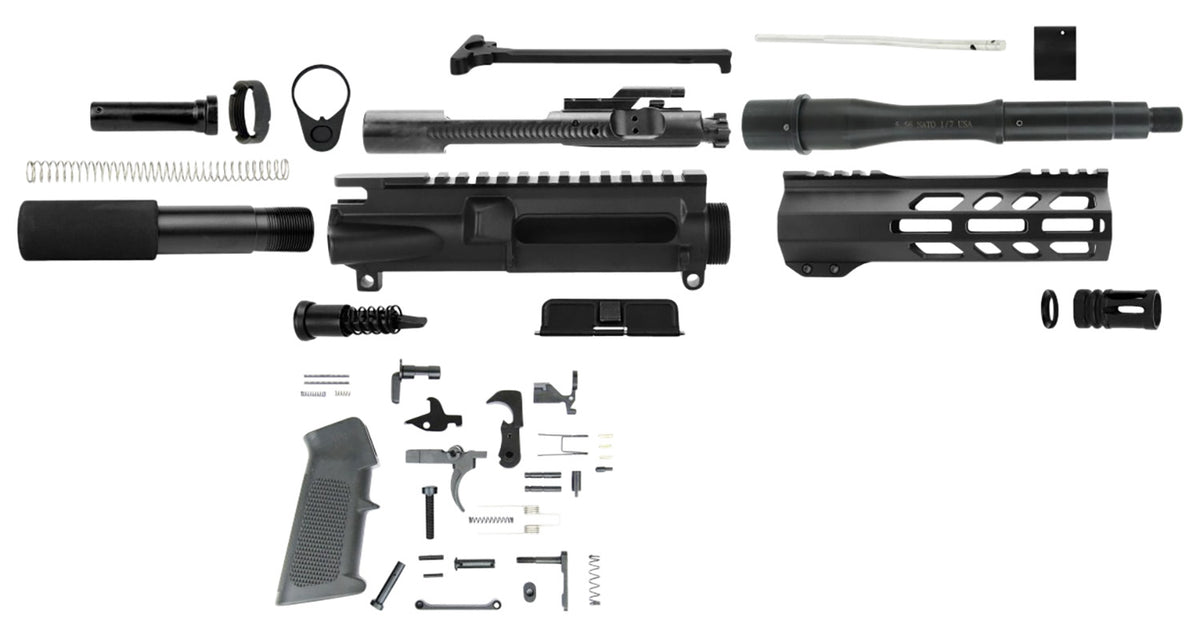 TacFire AR Pistol Build Kit 5.56 NATO 7.5" Barrel Black Complete Upper and Lower Kit