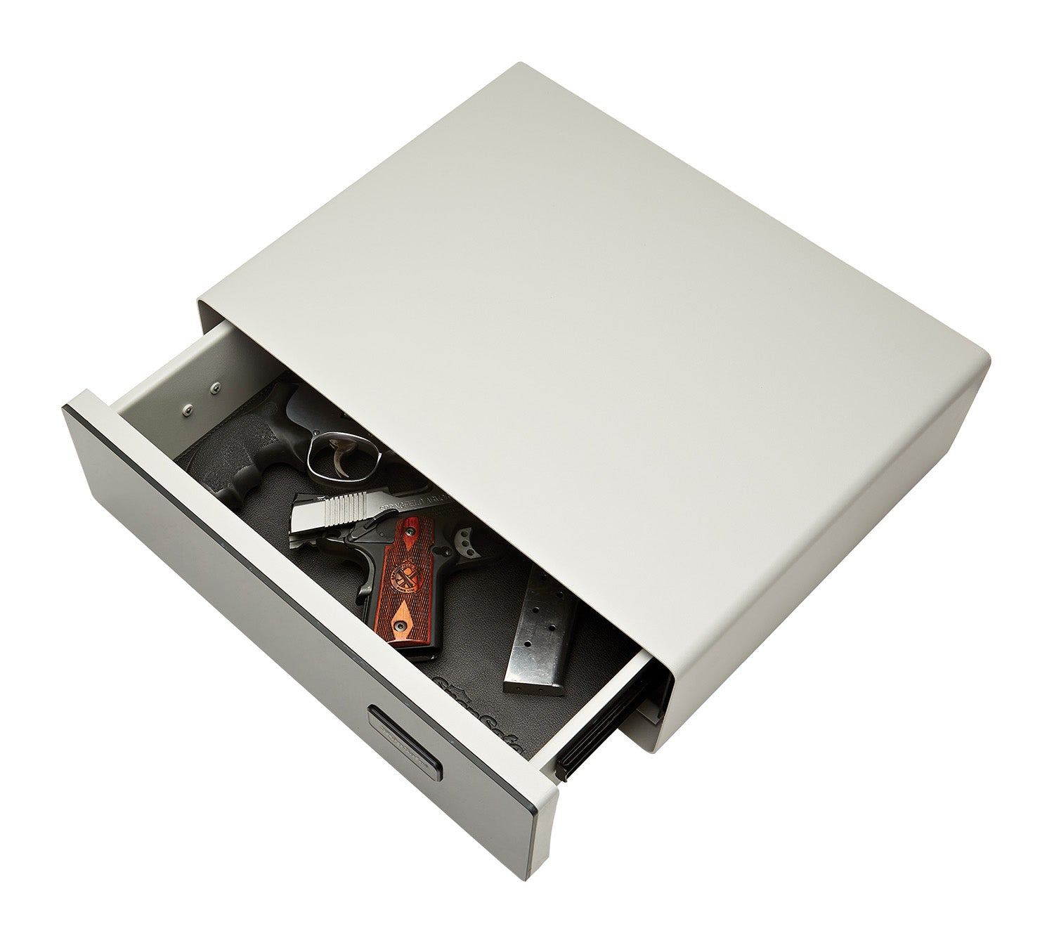 SnapSafe 75404 GlideVault Handgun and Valuables Safe Tempered Glass Touchpad Silver 16 Gauge Steel