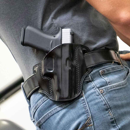 Galco CM876B Combat Master OWB Black Leather Pancake Belt Holster Fits Springfield Hellcat Pro Right Hand