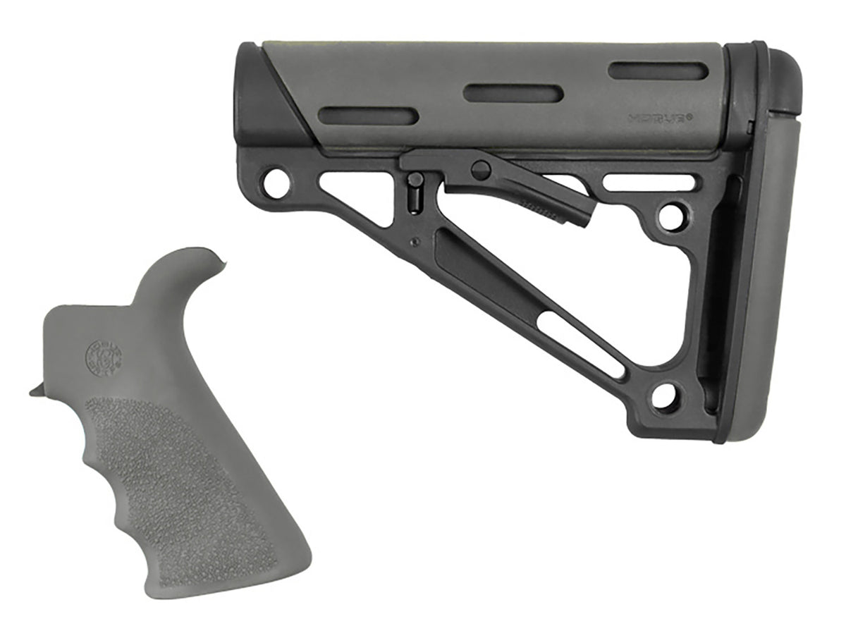 Hogue 15556 AR-15 M16 Collapsible Stock Slate Gray OverMolded Rubber Mil-Spec Buffer Tube