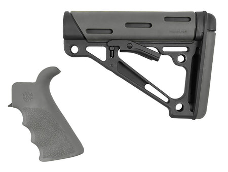 Hogue 15556 AR-15 M16 Collapsible Stock Slate Gray OverMolded Rubber Mil-Spec Buffer Tube