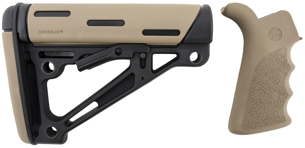 Hogue 15356 AR-15 M16 Collapsible Stock and FDE Finger Grooved Grip Mil-Spec Buffer Tube