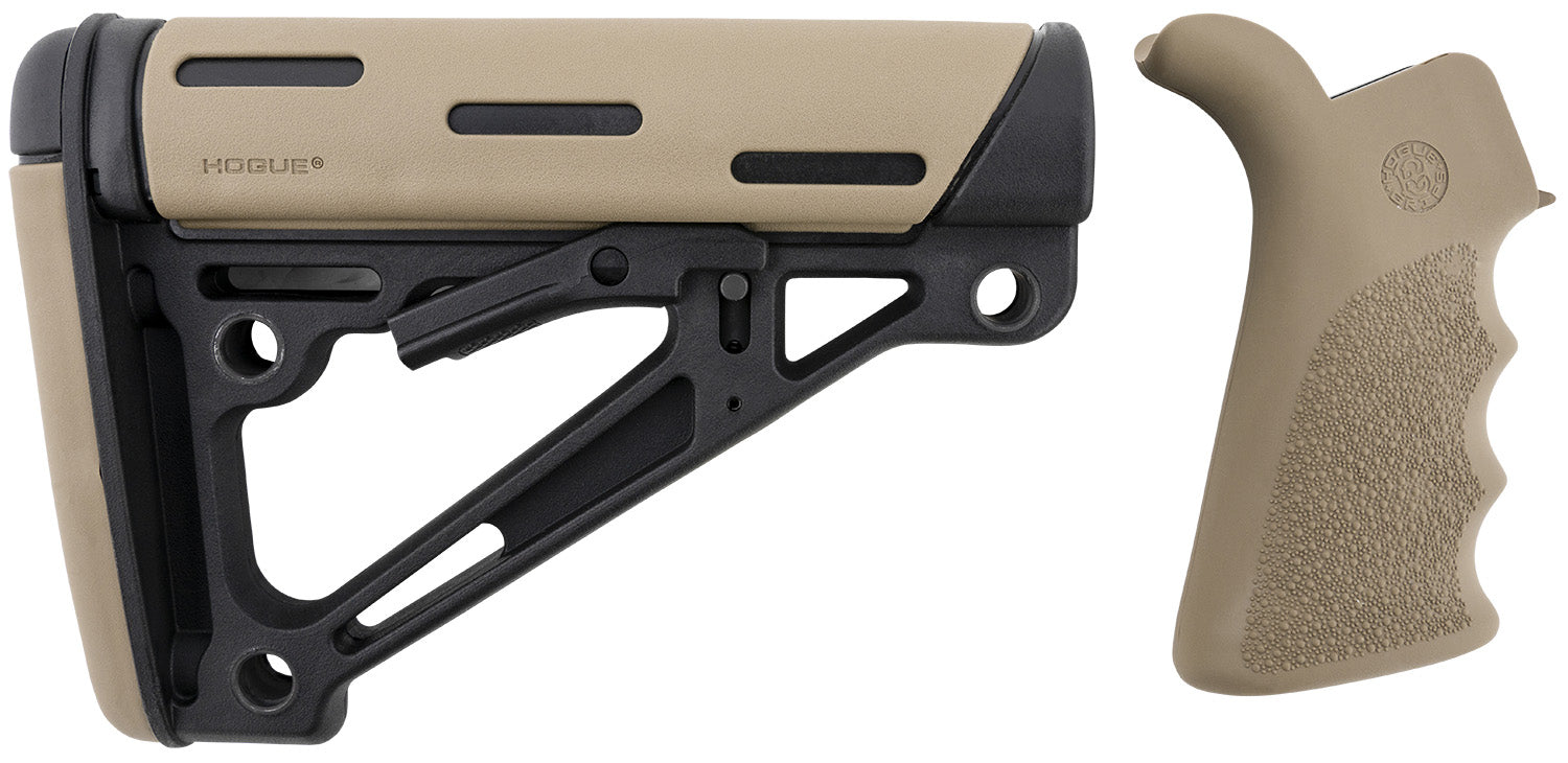 Hogue 15356 AR-15 M16 Collapsible Stock and FDE Finger Grooved Grip Mil-Spec Buffer Tube