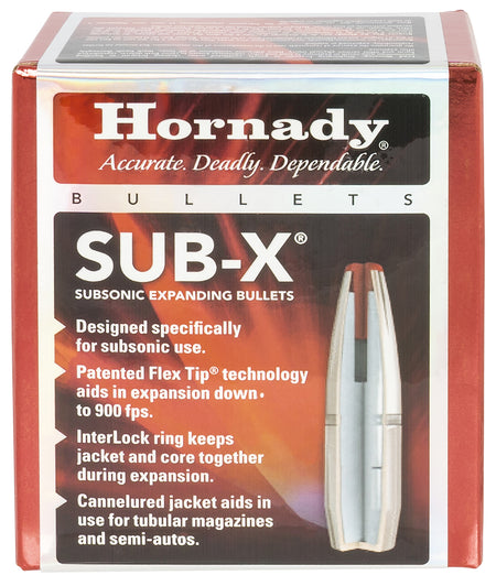 Hornady 30718 Sub-X .308 Caliber 175 Grain Subsonic Bullets 100 Per Box