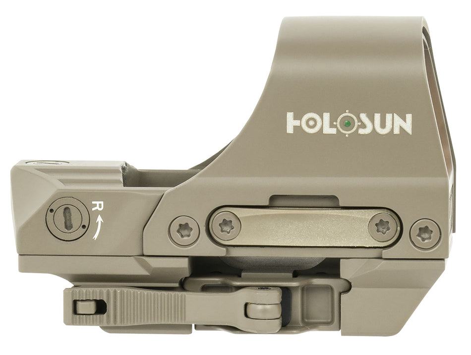 Holosun 510 HE510CGRFDE FDE Aluminum/Titanium Hood 2 MOA Green Dot/65 MOA Circle Sight
