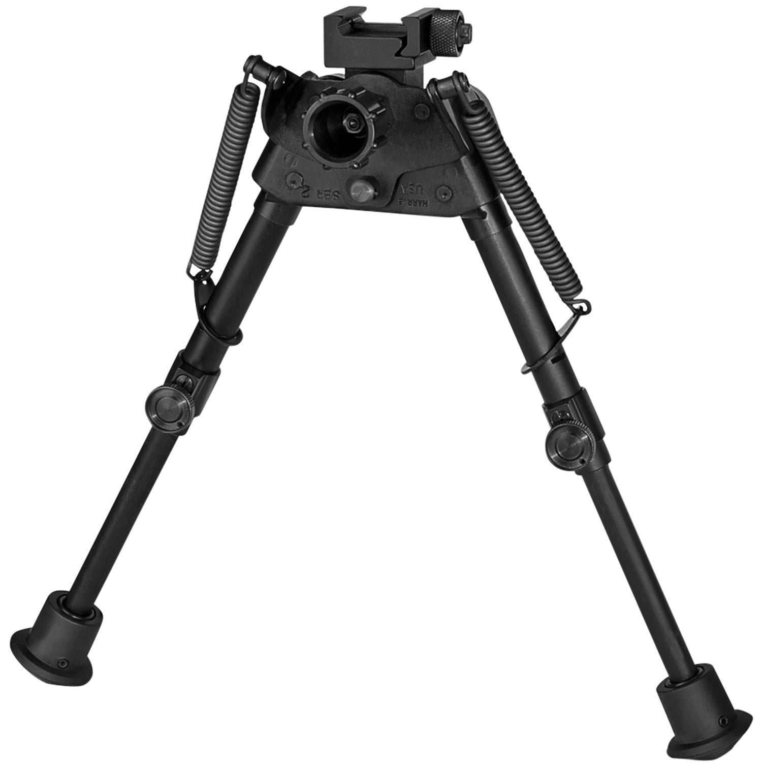 Harris Bipod S-BR2P, Picatinny Rail Mount, 6-9", Black Anodized, Self-Leveling Legs