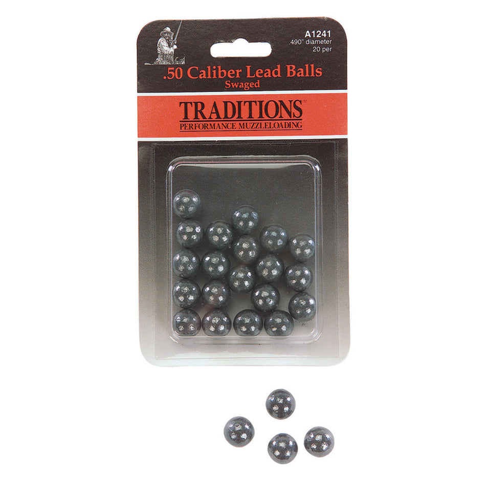 Traditions .490" Swaged Pure Lead Round Balls .50 Cal. 20 pk.