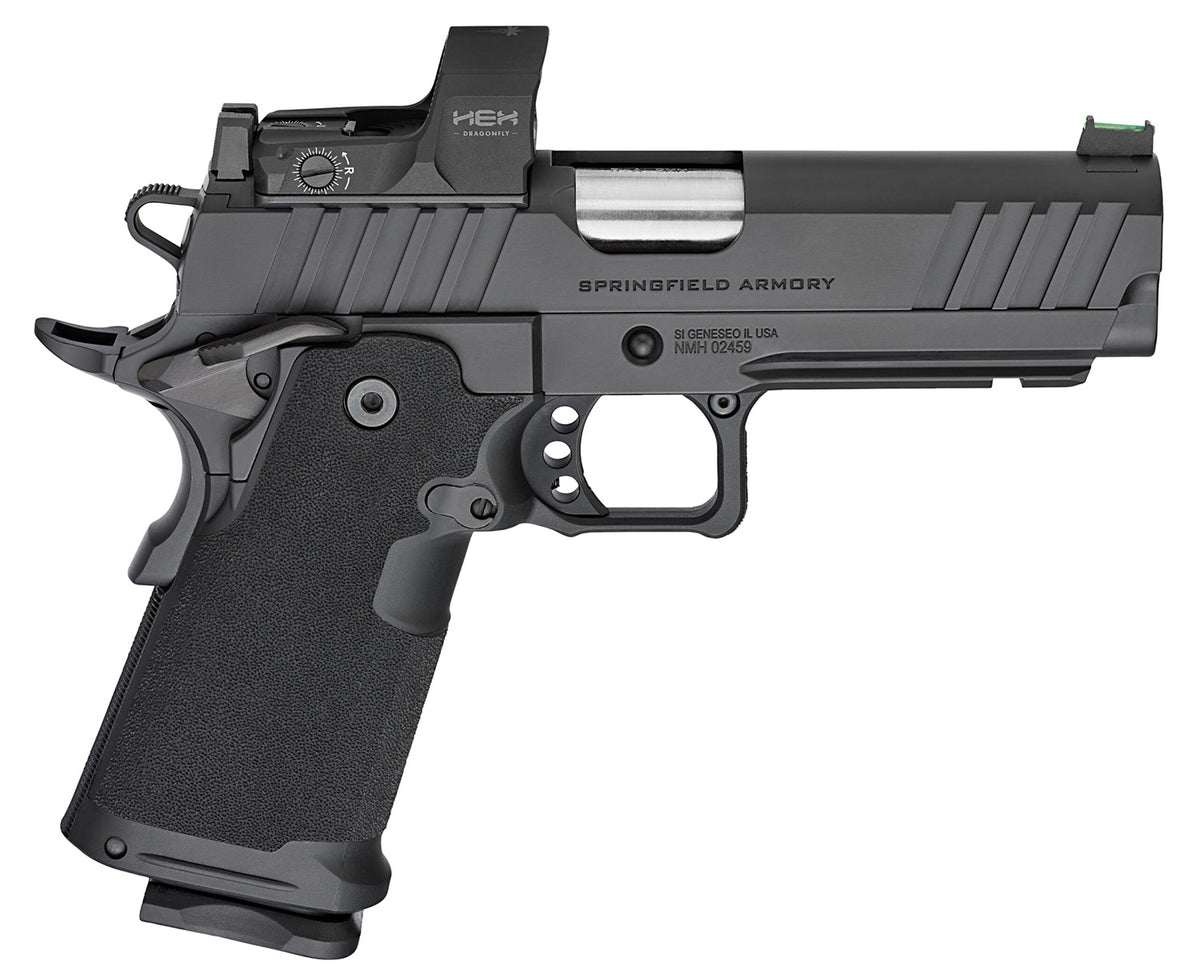 Springfield Armory PH9117AOSD Prodigy 9mm Luger 20+1/17+1 4.25" Bull Barrel, Black Cerakote Carbon Steel Frame w/Picatinny Acc. Rail, Black Cerakote Optics Ready Slide, Includes Hex Dragonfly Red Dot