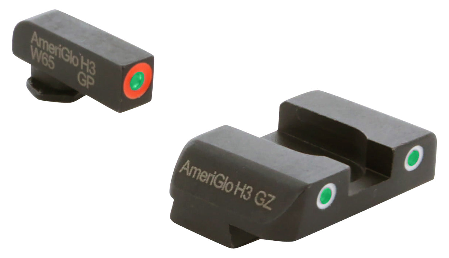 AmeriGlo GL241 Custom Classic Glock Tritium Sight Set – Green Tritium Orange Outline Front with White Outline Rear