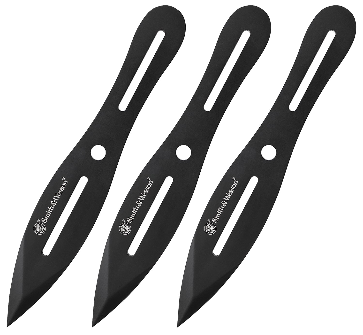 Smith & Wesson Knives SWTK8BCP Bullseye Throwing Knives 8" OAL Black Oxide 2Cr13MoV SS Blade Black Handle Set of 3