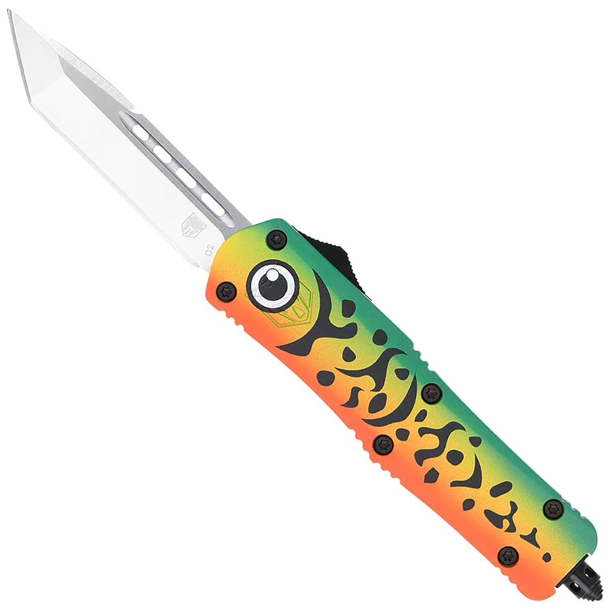 CobraTec Knives Green Fishing Lure Medium FS-3 OTF 3" Tanto D2 Steel Green Aluminum Cerakoted Handle