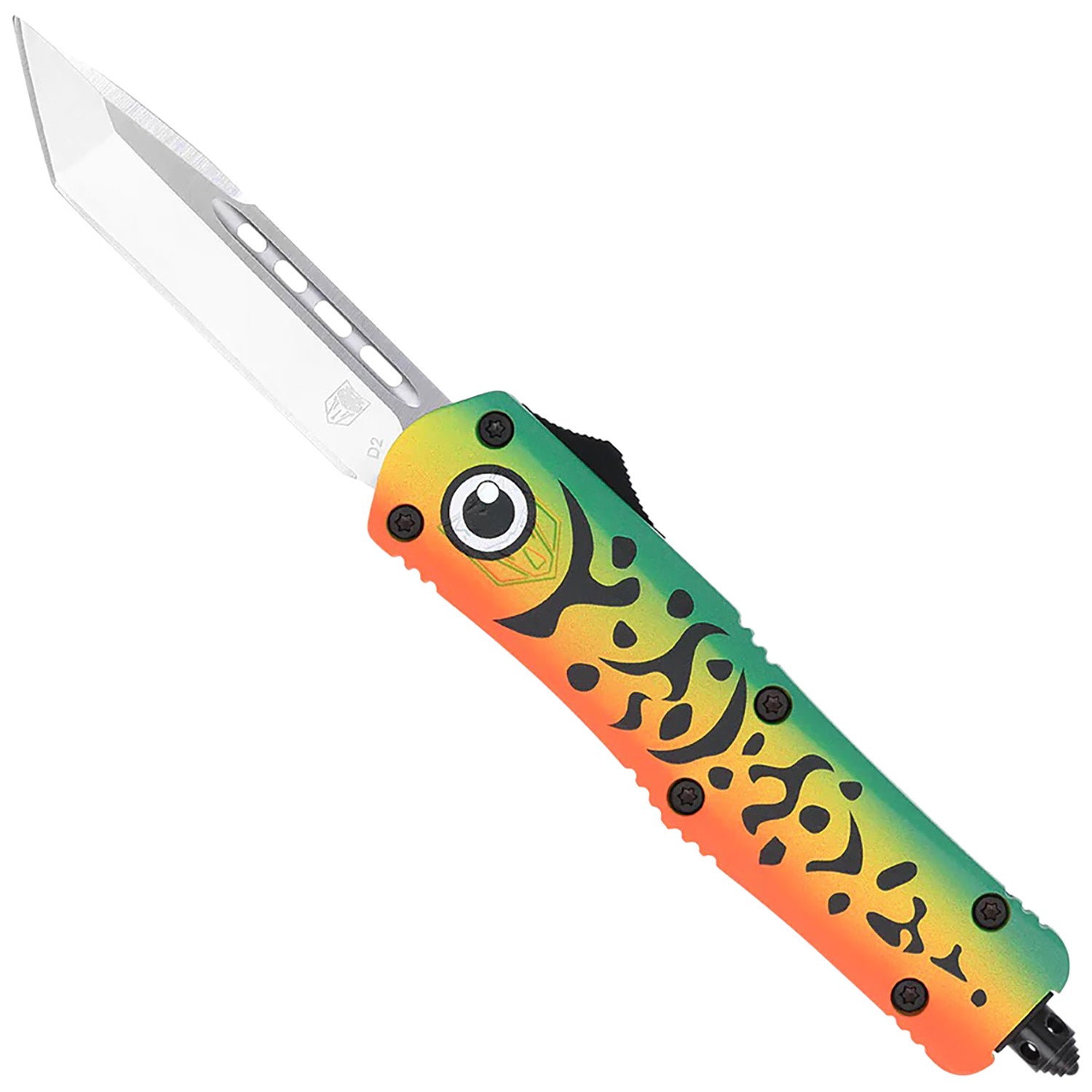 CobraTec Knives Green Fishing Lure Medium FS-3 OTF 3" Tanto D2 Steel Green Aluminum Cerakoted Handle