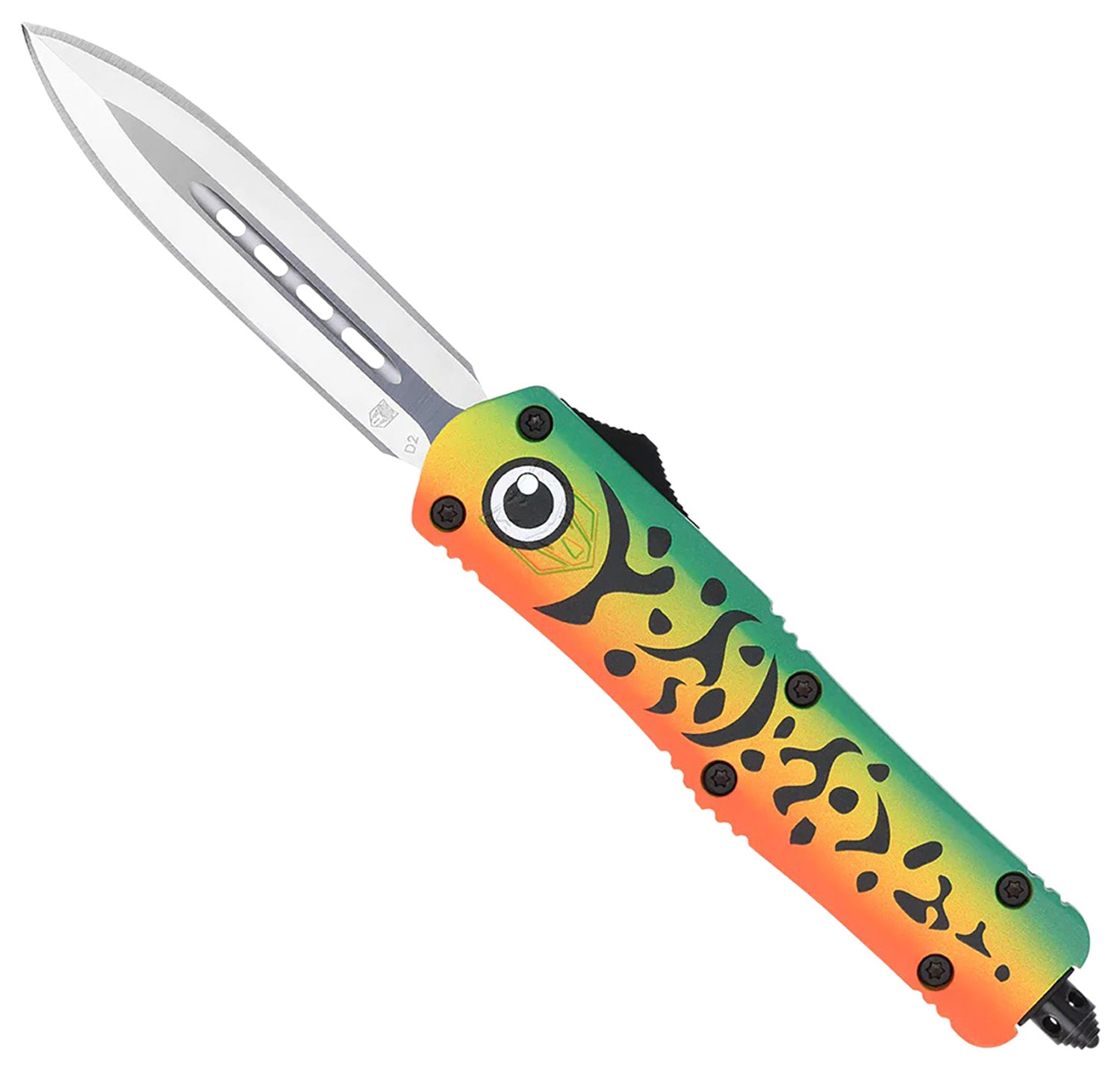 CobraTec Knives Green Fishing Lure Medium FS-3 OTF 3" Dagger D2 Steel Green Aluminum Cerakoted Handle