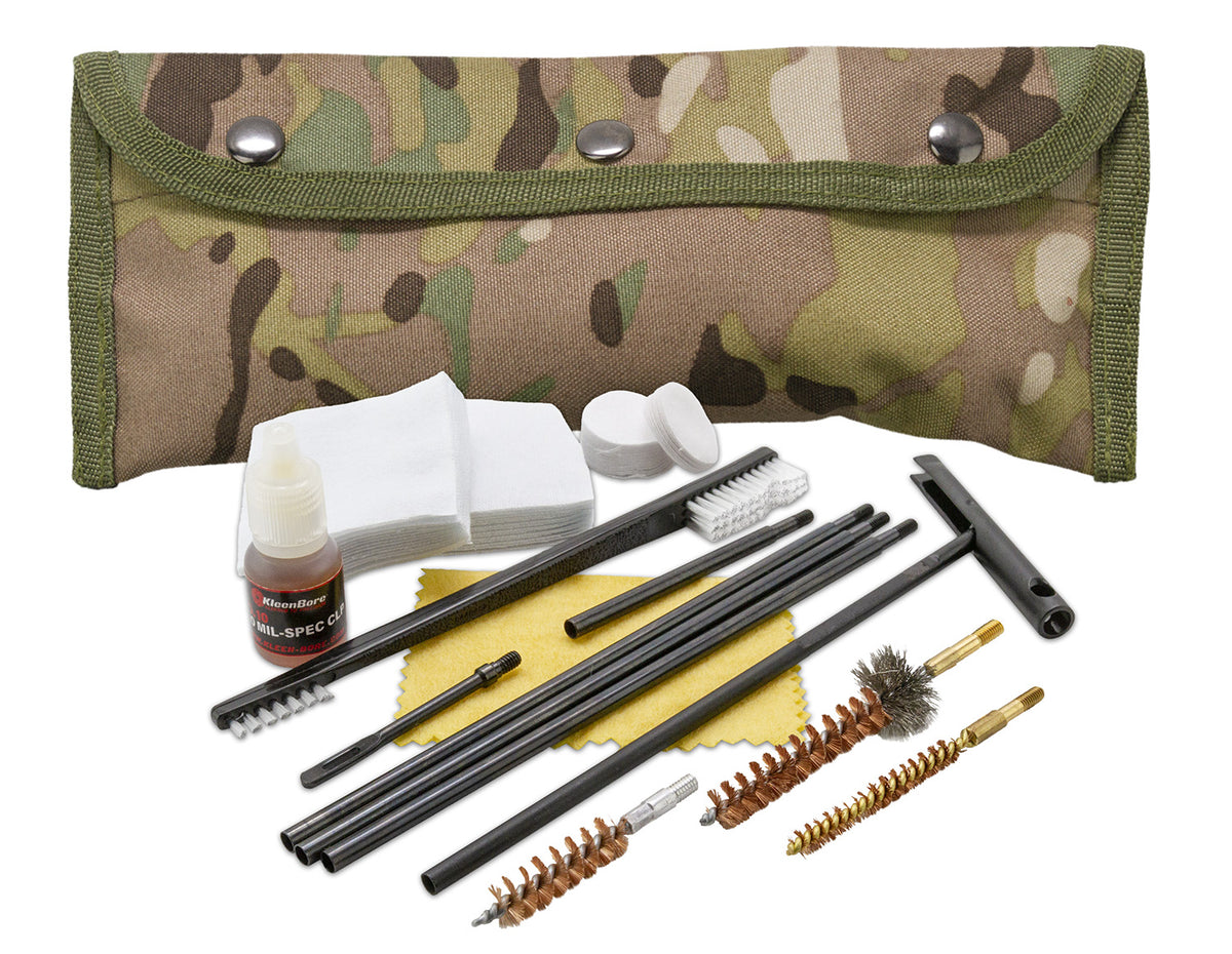 KleenBore POU303MC MOLLE-Compatible Multi-Caliber Cleaning Kit Multi-Cam Handgun/Rifle