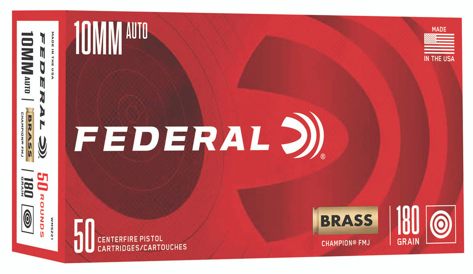 Federal 10mm Auto Champion Training 180 grain Full Metal Jacket ammunition