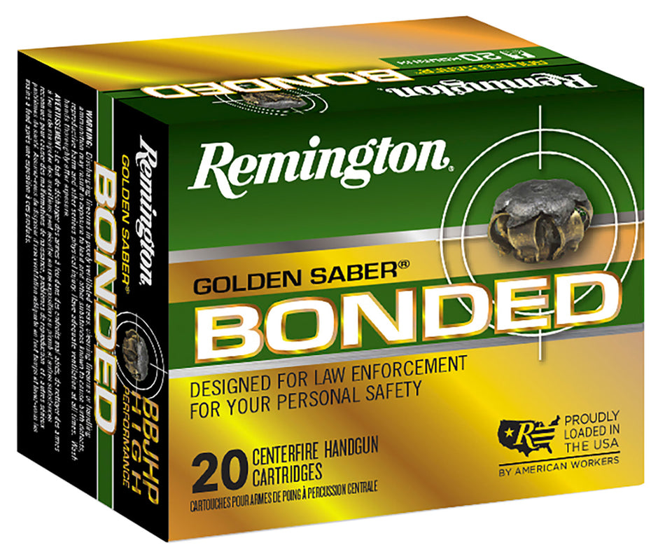 Remington Golden Saber Bonded Bonded Brass Jacketed Hollow Point 180 Grain 10mm Auto 1150 fps 047700660400