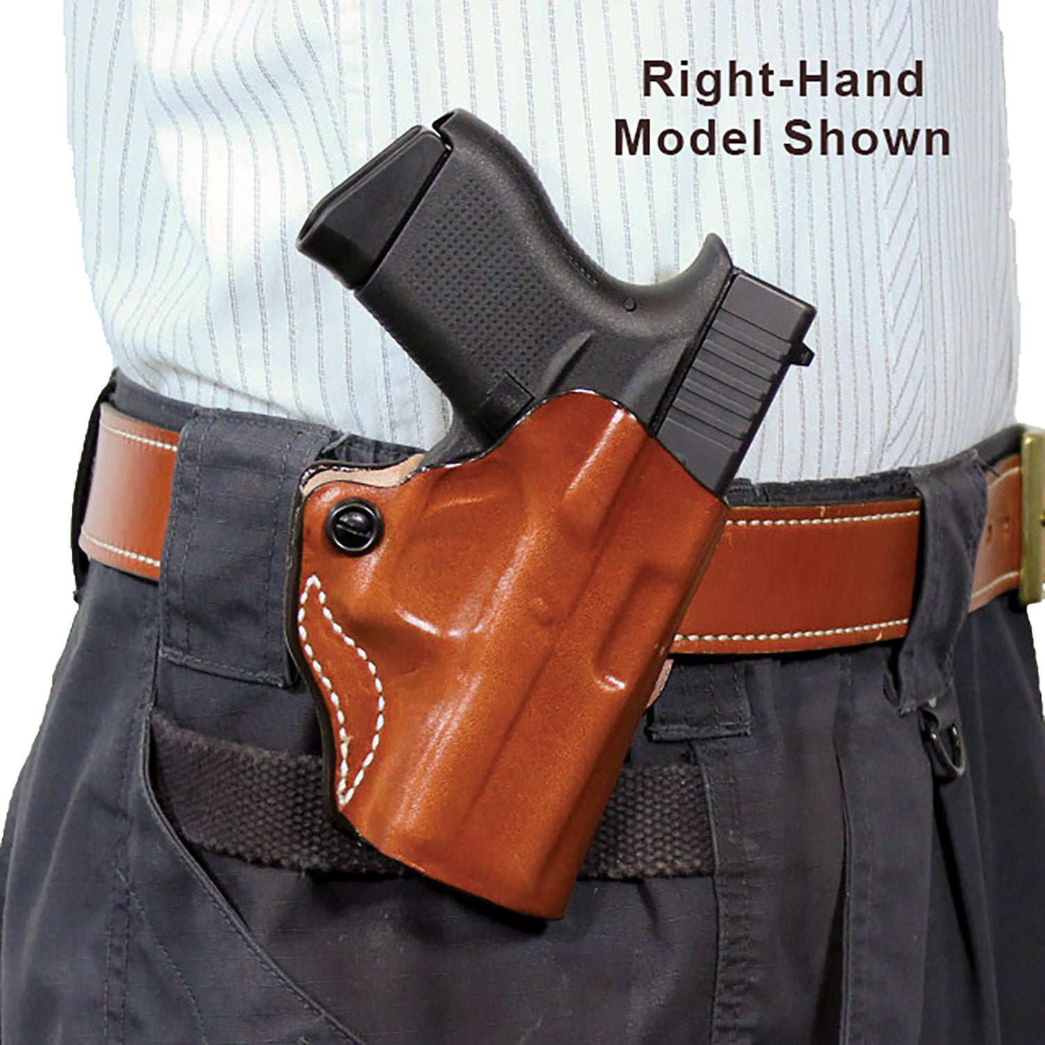 DeSantis 019TB7WZ0 Mini Scabbard Tan Leather OWB Holster Fits Springfield Prodigy w/wo Red Dot LH