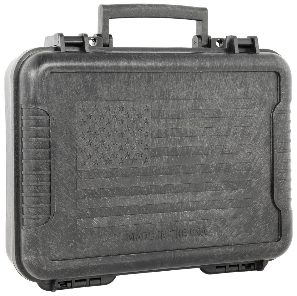 Outdoor Connection 10017 11" Polypropylene Pistol Case Black with US Flag Snap Latches