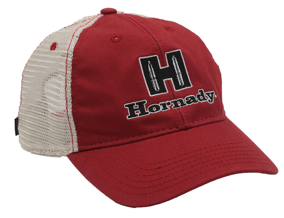 Hornady 99231 White and Red Structured Mesh Hat Hornady Logo
