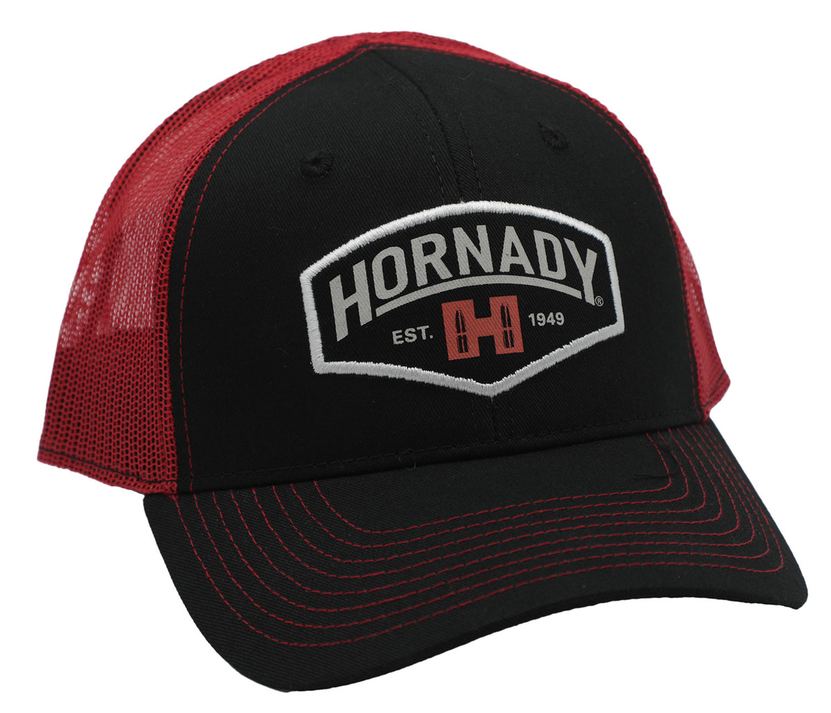 Hornady Black and Red Mesh Structured Hat Established Logo
