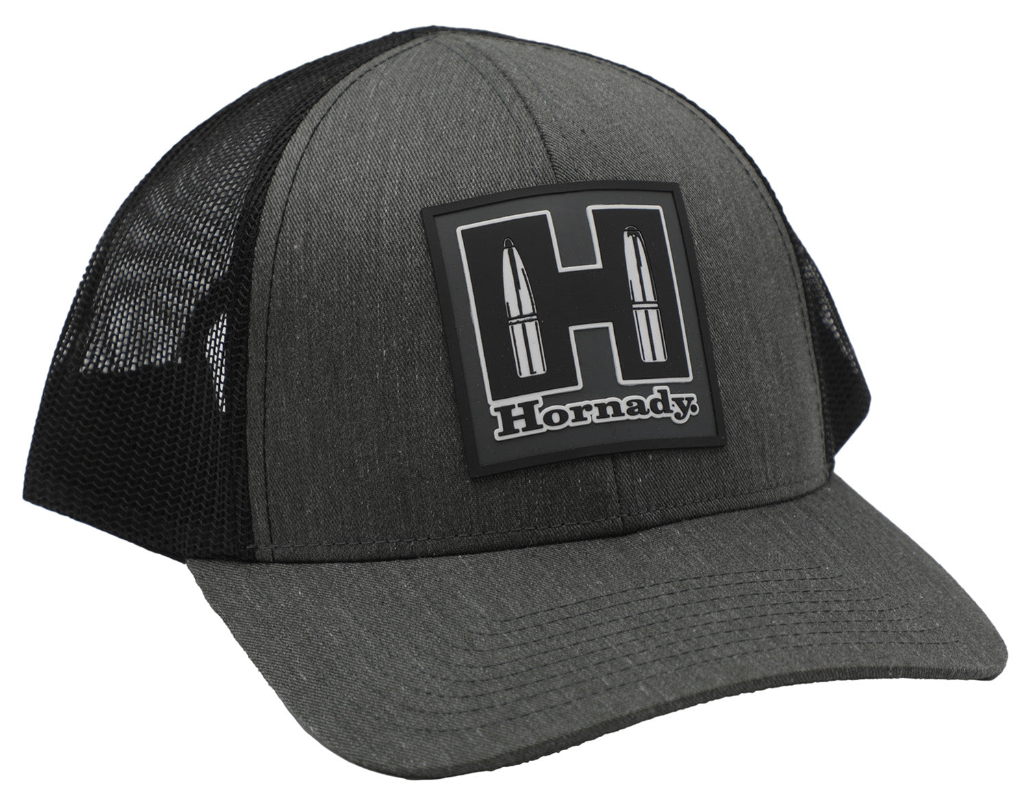 Hornady Gray and Black Structured Mesh Hat Hornady Branding
