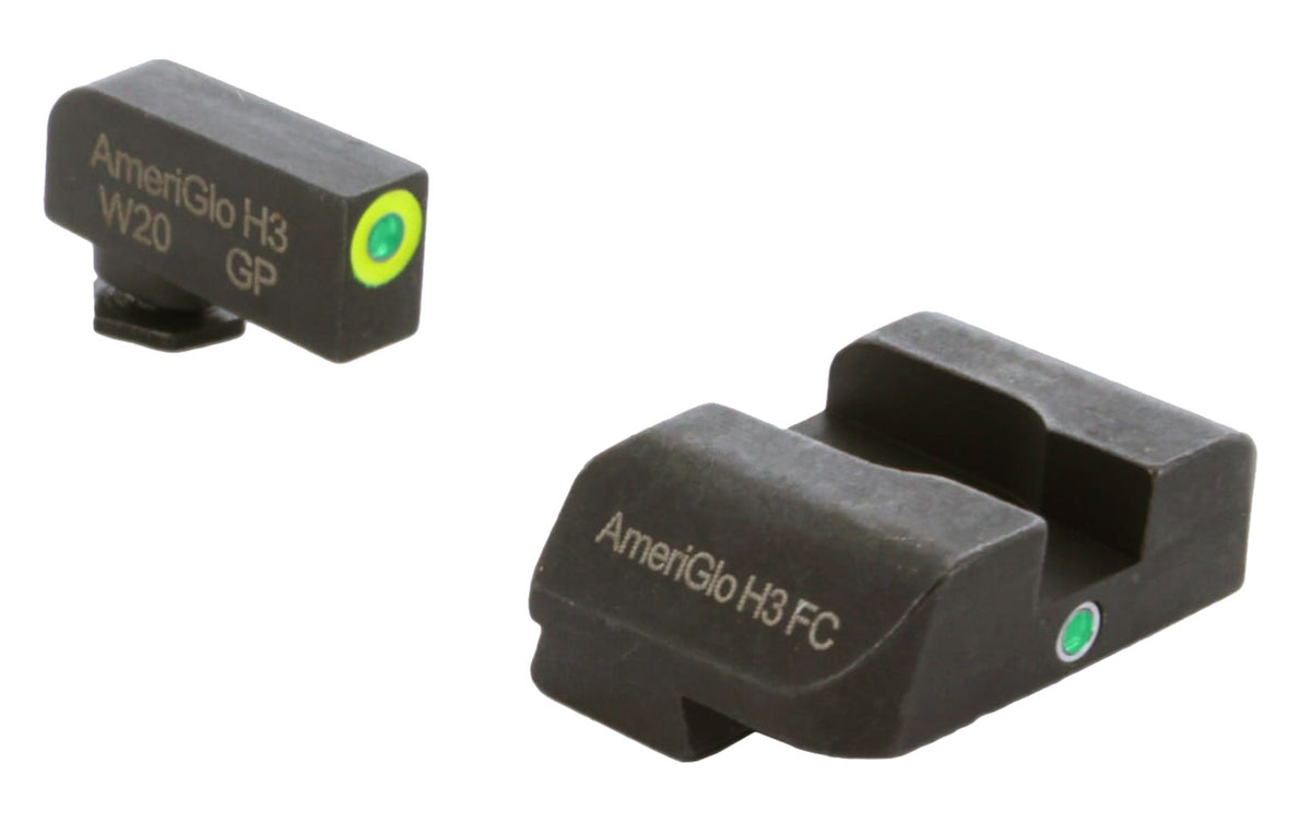 AmeriGlo GL301 i-Dot Glock Sight Set – Green Tritium LumiGreen Outline Front Sight & Green Tritium Rear