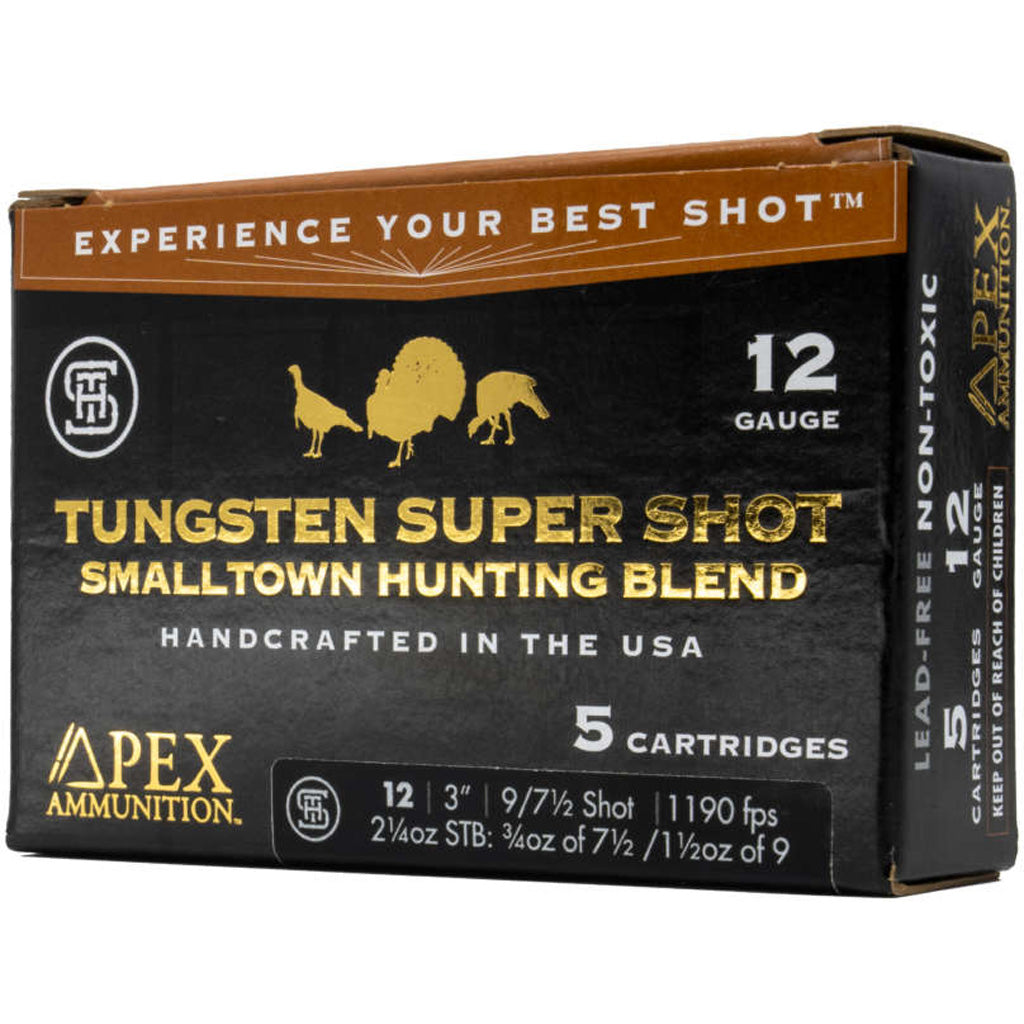 Apex 12 Gauge Shotgun Ammo Turkey TSS Smalltown Hunting Blend 3.5 in 2-1/2 oz #7.5 / 9