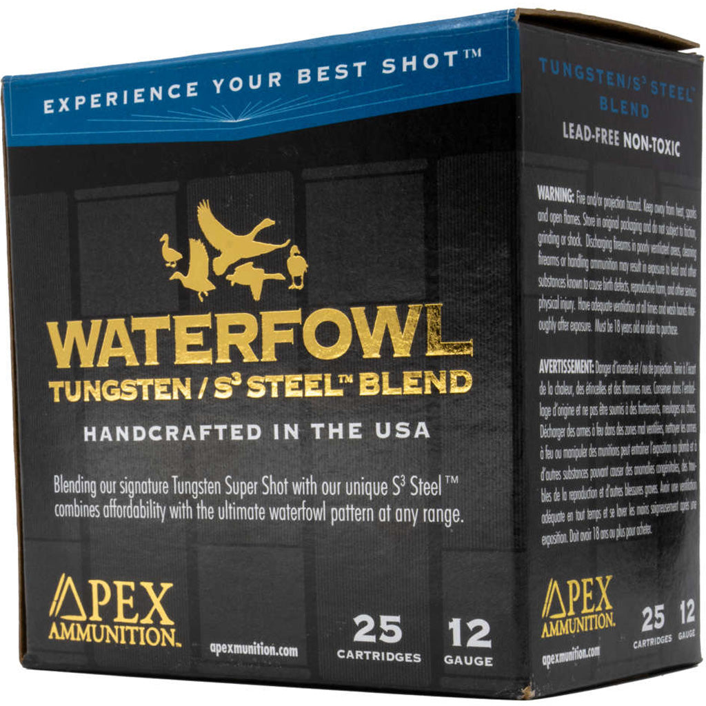 Apex 12 Gauge Shotgun Ammo Waterfowl TSS/S3 Steel Blend 3 in 1-5/16 oz BB / 7.5