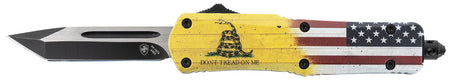 Templar S-DTOM-23-1 Gen II Don't Tread On Me 2.69-Inch OTF 440C SS Blade, Yellow Don't Tread On Me Aluminum Handle, Glass Breaker